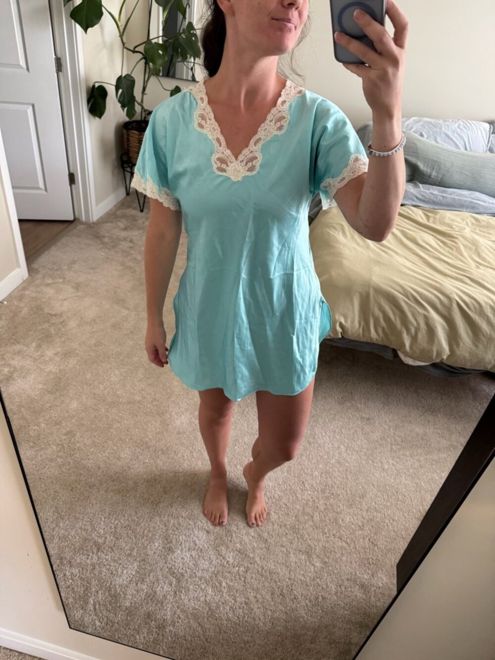 Vintage Parisian Maid for Saks Fifth Avenue Bright Blue Mini Nightgown
